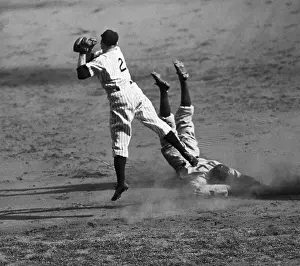 Slide Prints: Brooklyn Dodger Arnold Owen Sliding into Base