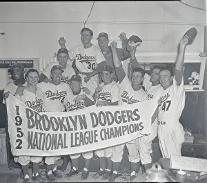 Brooklyn Dodgers Holding Banner