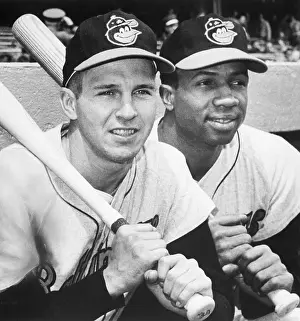 Brooks And Frank Robinson W/Baseball Bat