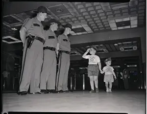 Indiana Prints: Brothers Walk By And One Salutes Officer