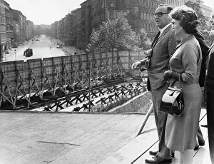 Prints of American politician and California Governor Pat Brown (born Edmund Brown, 1905 - 1996) and his wife, Bernice Layne Brown (1908 - 2002) Berlin Wall (Antifascistischer Schutzwall) Prints: The Browns At The Berlin Wall
