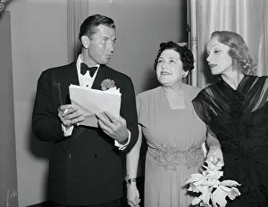 Bruce Cabot with Louella Parsons and Marlene Dietrich