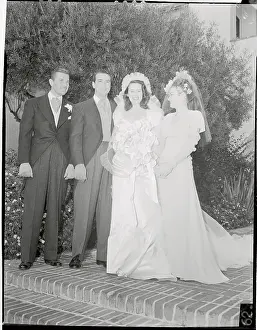 Santa Barbara Prints: Bruce Cabot, Mr. and Mrs. Pasquale DiCicco and Shirley Cowan Posing for Camera