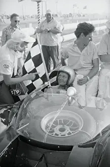 Riverside Prints: Bruce McLaren Receiving a Checkered Flag