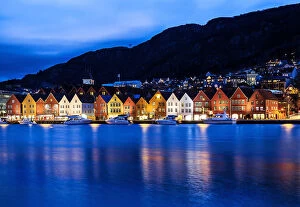 Images Dated 28th April 2016: Bryggen at blue hour
