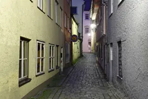Night Time Prints: Buchdruckergasse alley, old town Memmingen