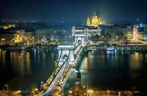 Hungary Collection: Budapest - Chain Bridge by Night