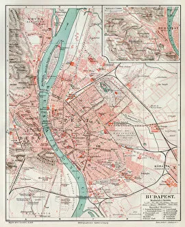 Hungary Collection: Budapest city map 1895
