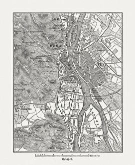 Danube River Collection: Budapest, wood engraving, published in 1882