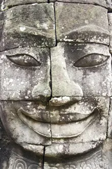 Buddha giant face carved in pillars Bayon Temple