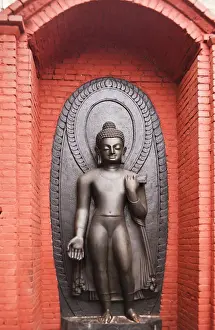 Swayambhunath Prints: Buddha statue at the temple of Swayambhunath, Kathmandu, Nepal