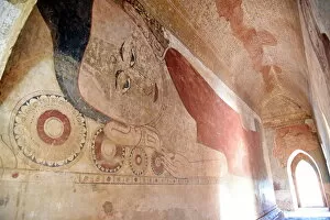 Images Dated 17th November 2015: Buddha wall engrarving Su La Ma Ni Pahto terracotta Temple, Bagan, unesco ruins Myanmar. Asia
