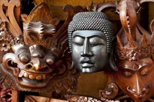 Images Dated 13th August 2011: Buddhist and Hindu masks, Ubud, central Bali, Indonesia, Southeast Asia
