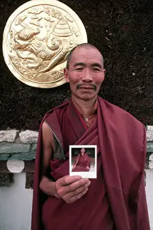 Lhasa Prints: Buddhist Monk Holds Polaroid Photo