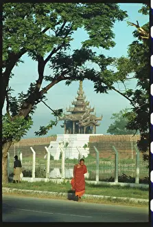 Mandalay Prints: Buddhist Monk in Robes Walking