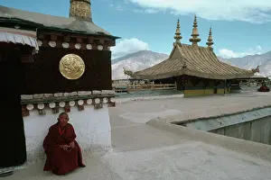 Buddhist Prints: Buddhist Monk Seated at Jokhang Temple