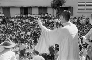 Saigon Prints: Buddhist Monk Speaking to Crowd