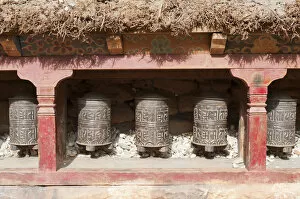 Images Dated 17th April 2013: Buddhist prayer wheels, Kagbeni Gompa monastery, Lower Mustang, Nepal, Asia