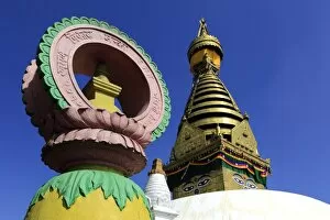 Images Dated 8th November 2014: Buddhist Stupa and Prayer Flags Monkey Temple