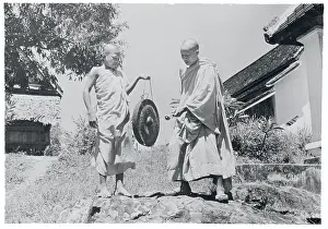 Laos Prints: Buddhists Outside Their Temple