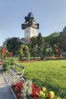Clock Tower Collection: Buergerbastei, Citizens Bastion, Schlossberg, castle hill, Graz, Styria, Austria, Europe