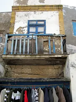 Essaouira Prints: Building with clothes hanging, Essaouira, Morocco