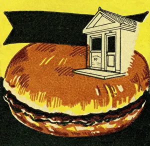 4 21 16 Heimann Prints: Building in shape of a hamburger