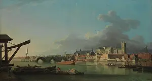 Religious Prints: The Building Of Westminster Bridge. Creator: Samuel Scott