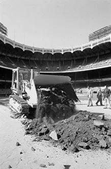 Outfield Prints: Bulldozer in Outfield of Yankee Stadium