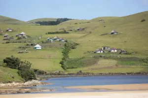 Lagoon Prints: Bulungula, Clear Sky, Eastern Cape, Hill, Hut, Lagoon, Landscape, Peacefulness, River