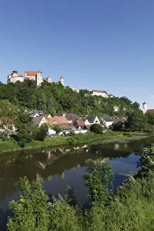 Strongholds Prints: Burg Harburg castle, Woernitz river, Harburg, Schwaben, Bavaria, Germany, Europe