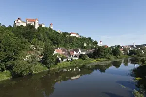 Strongholds Prints: Burg Harburg castle, Woernitz river, Harburg, Schwaben, Bavaria, Germany, Europe