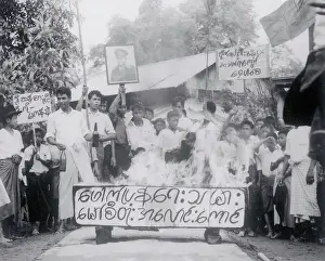 Burmese Students Protesting with Props