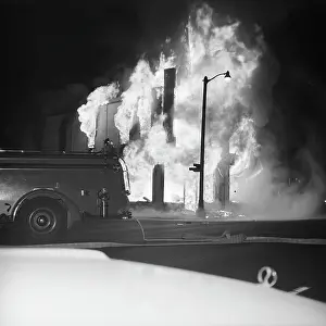 Watts Prints: Burning Building During Riot