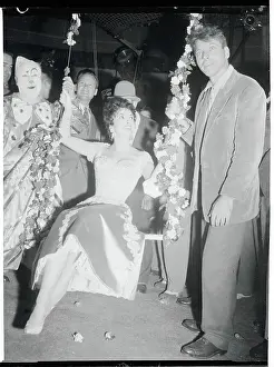 Burt Lancaster and Gina Lollobrigida Relaxing with Crowd