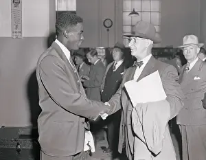 Burt Shotton Congratulating Jackie Robinson