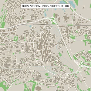 Aerial View Collection: Bury St Edmunds Suffolk UK City Street Map