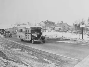 Borough Prints: Bus Transporting Lindbergh Kidnapping Jury