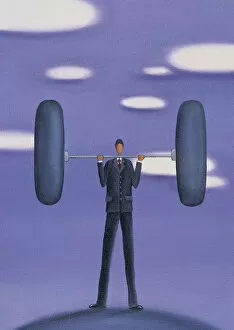 Businessman Lifting a Dumbbell