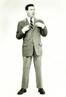 50 59 Years Prints: Businessman standing in studio, posing, (B&W)