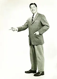 50 59 Years Prints: Businessman standing in studio, posing, (B&W)