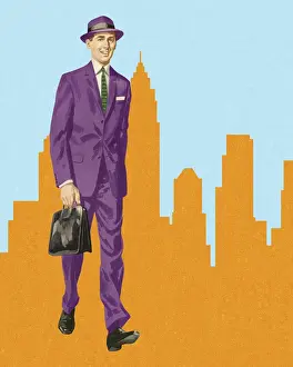 Illustrat Prints: Businessman Walking in the City