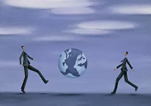 Businessmen Kicking the Earth