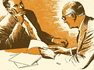 Corporation Prints: Two Businessmen in a Meeting