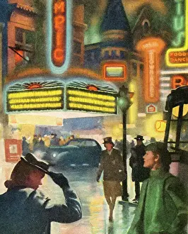 Nightlife Prints: Bustling City Scene At Night