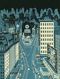 Art Illustrations Gallery: Busy City at Night