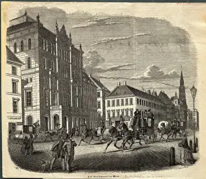 Vienna Prints: Busy Street Outside of Karlstheater in Vienna