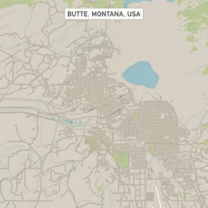Montana Collection: Butte Montana US City Street Map