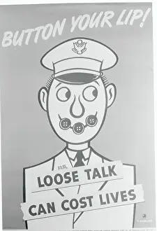 Caution Prints: Button Your Lip! Poster