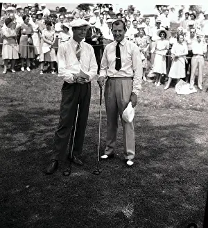 Byron Nelson and Ed Dudley Posing on Golf Course